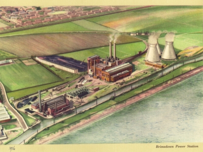 Brimsdown power station
Colour print, possibly from a calendar. Date "1936" written in ink at the bottom right.
Keywords: utilities;power stations;aerial;