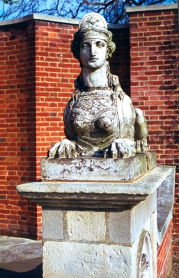 Sphinx statue
One of a pair flanking steps on east side of the terrace of Trent Park mansion. Listed Grade II (group value)
Keywords: Grade II listed;statues;sculpture