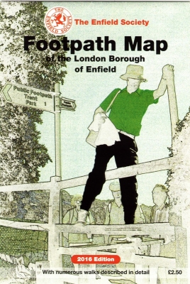 Footpath map, 2016 edition
A map of footpaths in the borough, with descriptions of many of them, and several suggested local walks. This edition covers the whole London Borough of Enfield and some paths in the neighbouring area of Hertfordshire,  extending from Cuffley and Goffs Oak in the north to the North Circular Road in the south and from Totteridge and Whetstone in the west to Sewardstone Road in the east. Recently opened paths shown include Merryhills Way and the Stagg Hill footpath.
[i]Enfield : The Enfield Society, 2016. – 1 sheet, 58 x 43cm, folded to 14 x 22cm. – ISBN 0-907318-25-5 – £2.50.[/i]
Keywords: footpaths;footpath walks;maps