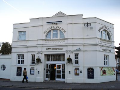 The Picture Palace, Ponders End
The former Picture Palace cinema was taken over by Enfield Borough Council in 1956 and renamed the Howard Hall, to be used for plays and receptions. It was converted into a Wetherspoon's pub in 2001. (Howard Hall, Lincoln Road, Ponders End, London EN3 4AQ)
Keywords: pubs