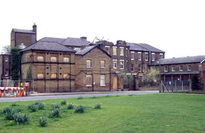 St. Michael's Hospital, Chase Side
Viewed from Chase Side, the former workhouse was built in 1826 on the site of an earlier building. It later became St. Michael's Hospital. It was demolished in 1995 following a fire and blocks of flats were built on part of the site.
