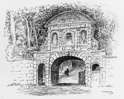 Temple Bar, in Theobalds Park
Drawing by F. Rutherford, 1934
Keywords: gateways;demolished buildings;historic buildings