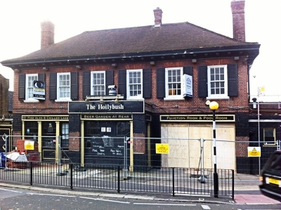 Holly Bush, Lancaster Road 
Closed and partly boarded up prior to conversion to a Co-operative store, 21st October 2014. 
Keywords: pubs;inns