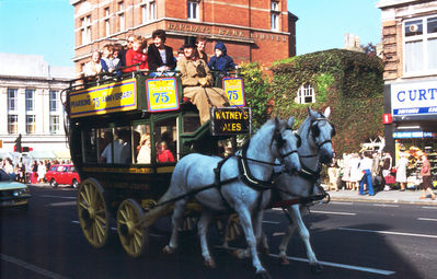 Horse-drawn bus at Pearson's 75th anniversary, 1978
Keywords: 1970s;anniversaries;buses;horses;horse-drawn vehicles;shops;retail