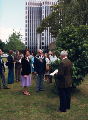 Tree trail Mayorial walk, with Mayor Clive Goldwater
Outside the Civic Centre.
Keywords: trees