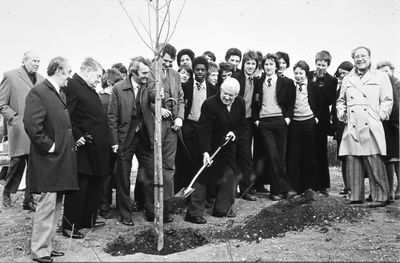 Ted Ray planting a tree at St Ignatius' College, 1971
St Ignatius' College is a Catholic secondary school for boys, aged 11–18, Turkey Street.
Ted Ray (21 November 1905 – 8 November 1977) was a popular English comedian of the 1940s, 1950s and 1960s. - [i]Wikipedia[/i]
Keywords: 1970s;schools;trees