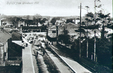 Enfield from Windmill Hill
View eastward from railway bridge. Copy of a postcard.
Keywords: 1900s;roads and streets