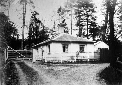 Claysmore Lodge
Claysmore, also spelt Clayesmore, was a substantial property on the north side of Clay Hill, once the home of the Bosanquet family. It was demolished in the late thirties, but this small lodge house has survived. - [i]The Enfield book[/i], p.28 

[i]Reproduction right held by Enfield Local Studies Library and Archive.[/i]
Keywords: gateways