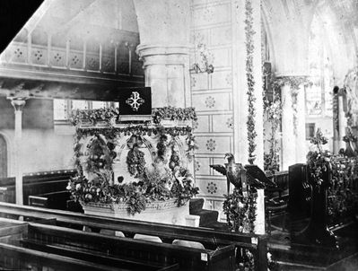 St. Andrew's Church decorated for harvest festival early 1900s 
Keywords: churches;1900s;St Andrews Church;events