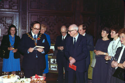 Launch of "The story of Enfield Chase"
In the Tudor Room, with Mayor (John Jackson) and author (David Pam).
Keywords: 1980s;Enfield Preservation Society;EPS;books;Tudor Room