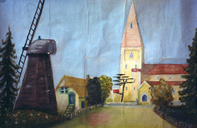 Windmill and St. Mary Magdalene's church
From a painting, apparently on paper. Location of original and artist unknown.
Keywords: churches;St Mary Magdalene;windmills;paintings