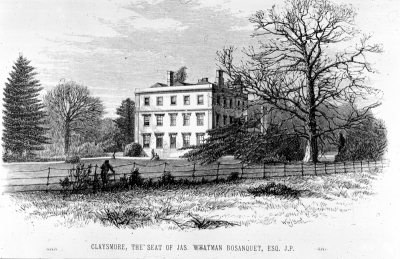 Claysmore
"The seat of Jas. Whatman Bosanquet, Esq., J.P." Engraving from [i]A history of Enfield[/i] by Ford and Hodson, 1873. Believed to have been built in 1608, this house was on the north side of Clay Hill, between the Rose and Crown and the Fallow Buck, with an estate of 150 acres. It was owned until 1847 by Edward Harman, and then by Major James Whatman Bosanquet, founder and treasurer of the Protestant Association, who lived there for thirty years until he died in December 1877. Claysmore boys' preparatory school opened in 1896. The house was demolished in the late 1930s. - [i]History of Enfield[/i] by David Pam, vol.1, p.289 and [i]The Enfield book[/i] by Graham Dalling (where it is spelt Clayesmore).
Keywords: historic houses;demolished buildings;schools