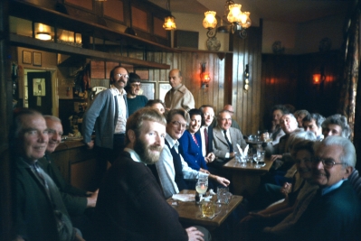 Burnt Farm footpath celebration
In the Plough, Crews Hill, 31st October 1981, after the challenge to retain right of way.
Keywords: footpaths;rights of way;EP1