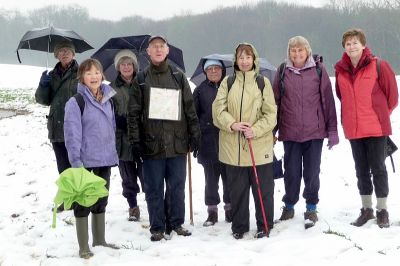 Enfield Society footpath walk in the snow 
A walk from Bayford to Hertford on 9th February, led by Kinu Ohki and Carol Cope, when it snowed, sleeted and rained all day. 
