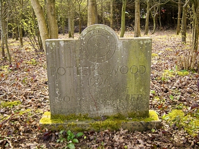 Potters Wood plaque in March 2016 
Keywords: LC6;trees;1990s;memorials